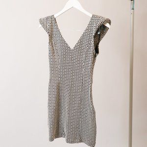 business casual midi dress B&W